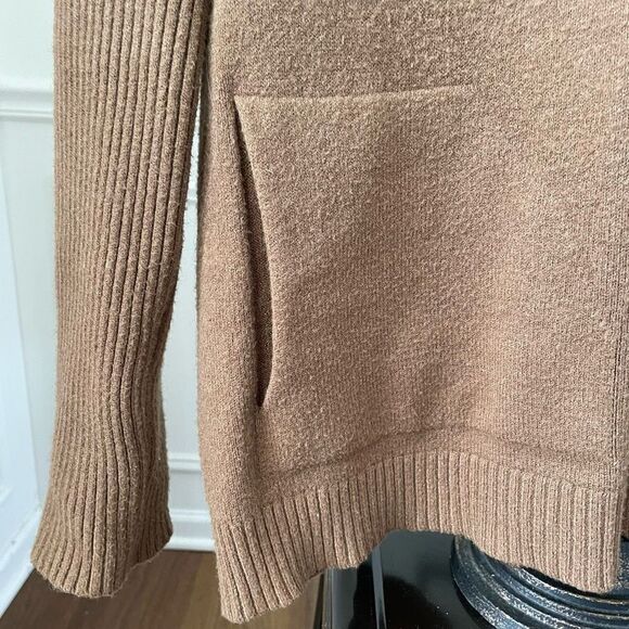 Lafayette 148 Cashmere Cowl Neck Sweater Tunic Caramel Pockets XS S M - Picture 2 of 8
